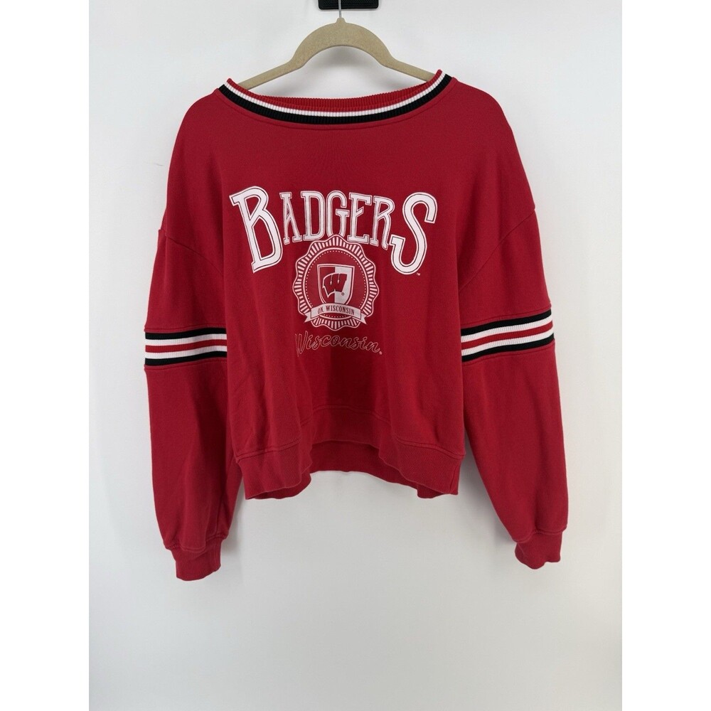 Wear By Erin Andrews NCAA Badgers on Wisconsin Women L Cropped Sweatshirt